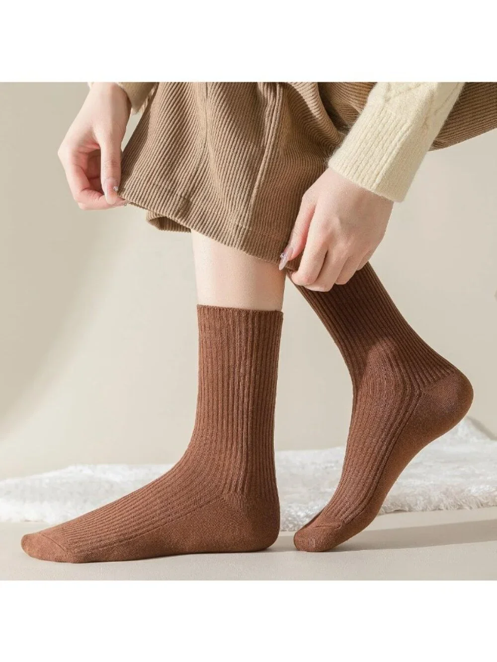 6 Pack Women's Crew Socks - Soft Cotton, Cute Casual & Athletic Style, Aesthetic